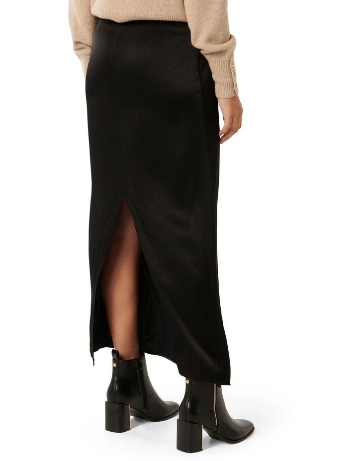 Shae Satin Column Skirt in Black image 2