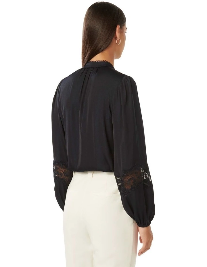Annalise Lace Sleeve Blouse in Navy image 2