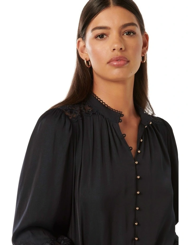 Annalise Lace Sleeve Blouse in Navy image 4