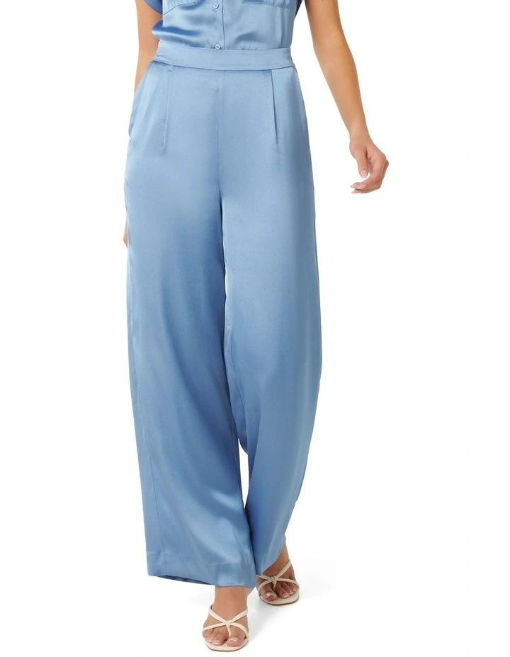 Simone Satin Pants in Blue image 1
