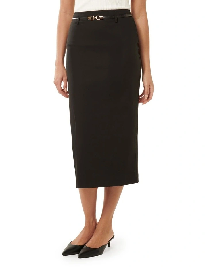 Nadia Pencil Midi Skirt in Black image 3