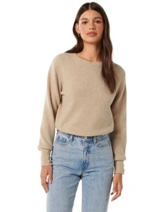 Camille Brushed Knit Jumper in Beige