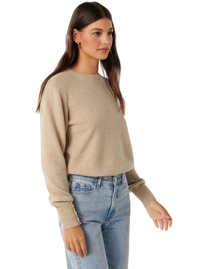 Camille Brushed Knit Jumper in Beige image 3