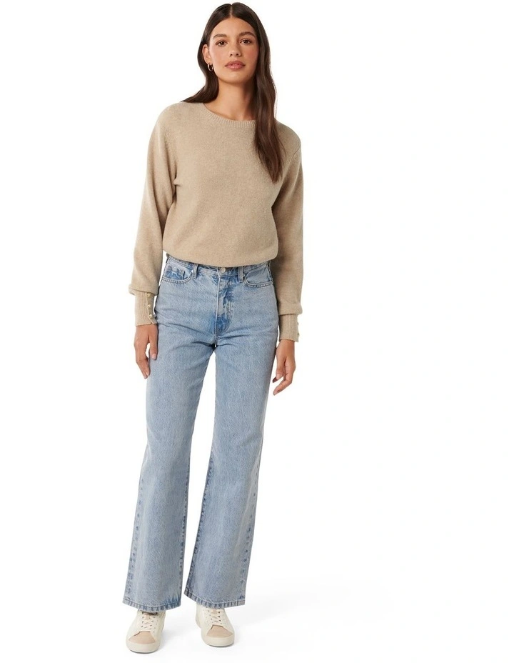 Camille Brushed Knit Jumper in Beige image 5