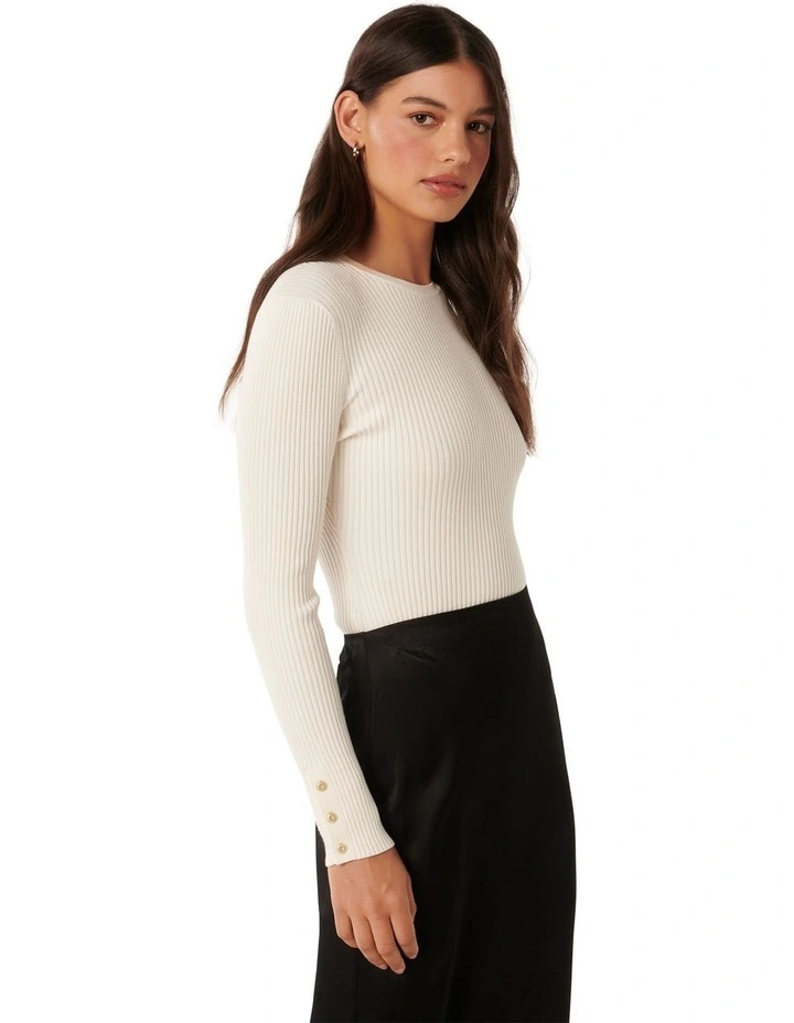 Della Rib Knit Jumpers in White image 3