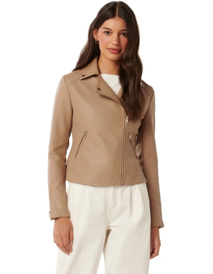Kylie Biker Jacket in Brown image 1