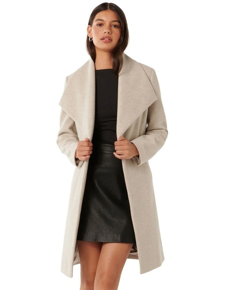 Annika Shawl Collar Wrap Coat in Cream image 1