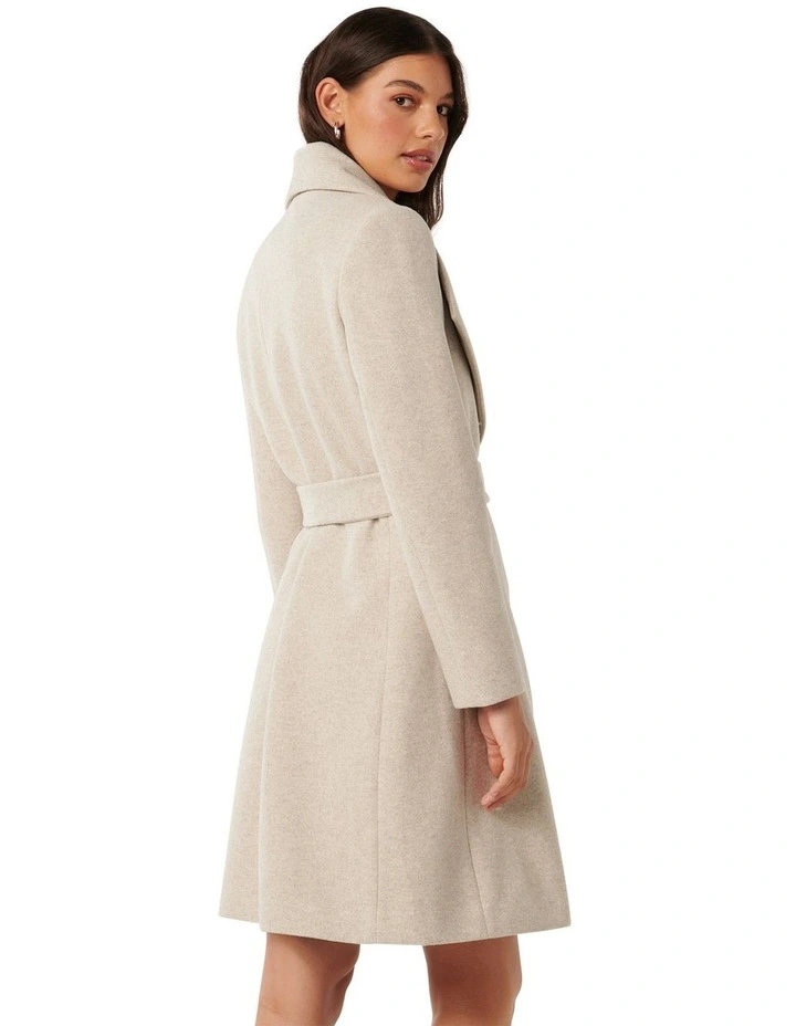 Annika Shawl Collar Wrap Coat in Cream image 2