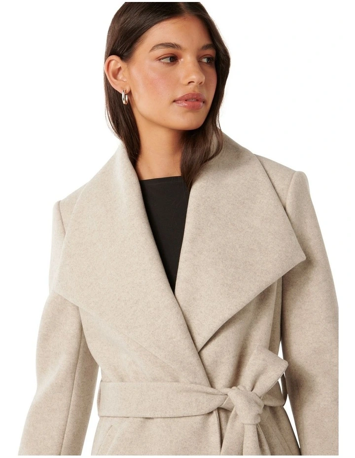 Annika Shawl Collar Wrap Coat in Cream image 4