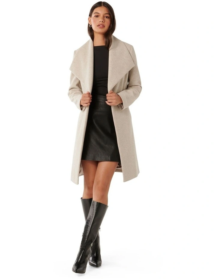 Annika Shawl Collar Wrap Coat in Cream image 5