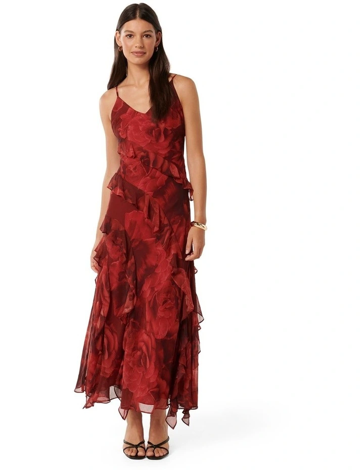 Poppy Ruffle Gown in Red image 1
