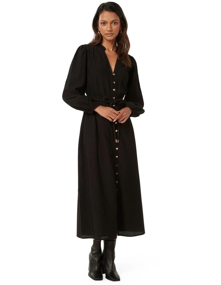 Joanne Long Sleeve Midi Dress in Black image 1