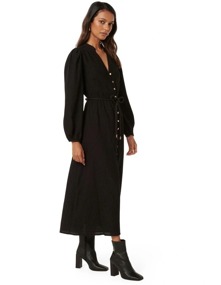 Joanne Long Sleeve Midi Dress in Black image 3