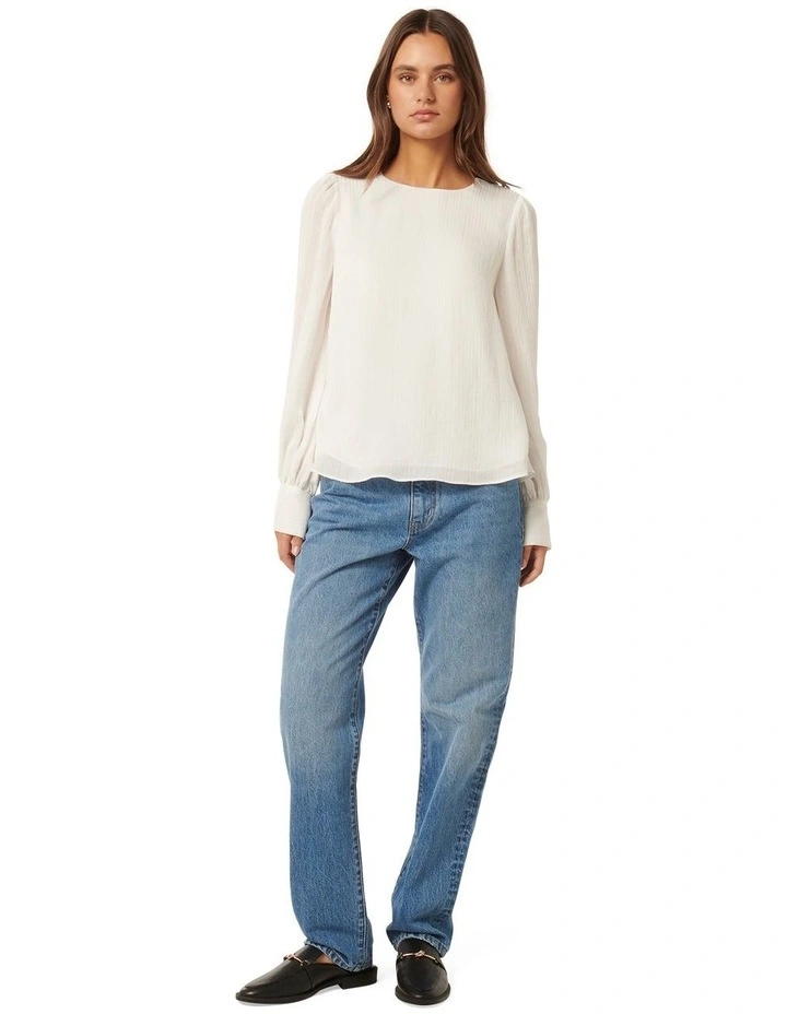 Narelda Crew Neck Top in White image 5
