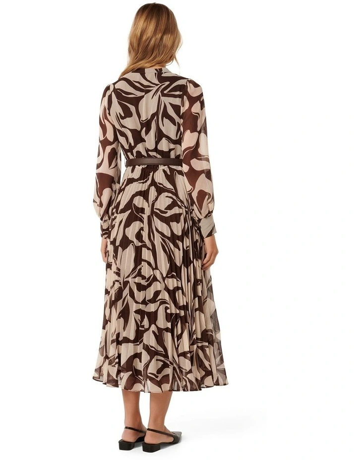 Saskia Pleat Wrap Midi Dress in Brown image 2