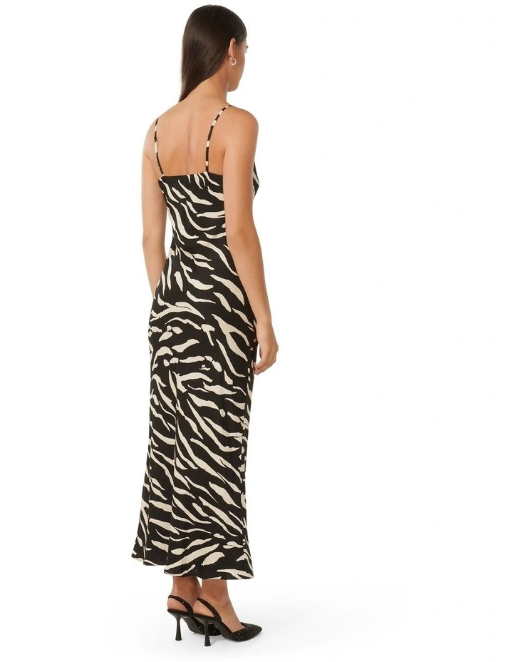Skye Satin Slip Dress in Black Multi image 2