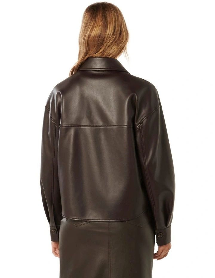 Margot PU Shacket in Chocolate image 2