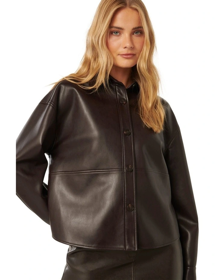 Margot PU Shacket in Chocolate image 4