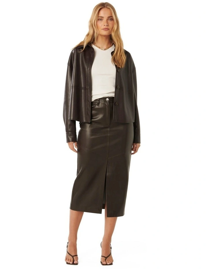 Margot PU Shacket in Chocolate image 5