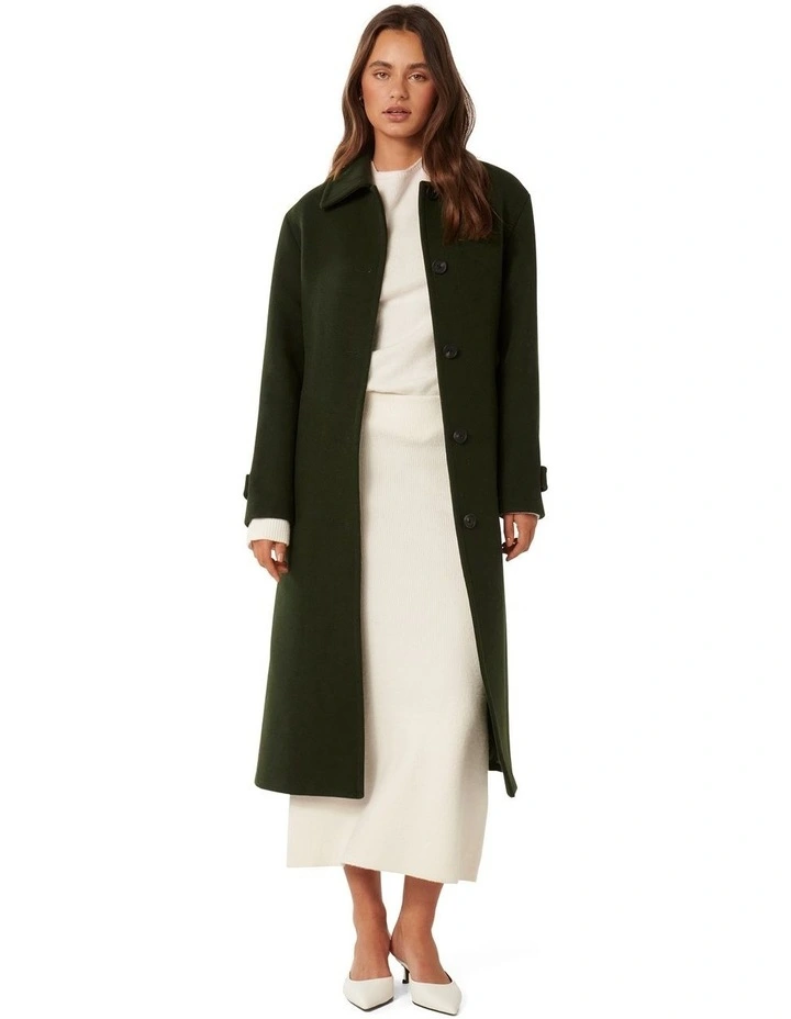 Dallas Single Breasted Wrap Coat in Green image 1
