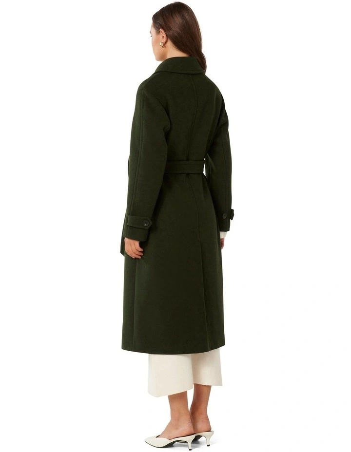 Dallas Single Breasted Wrap Coat in Green image 2