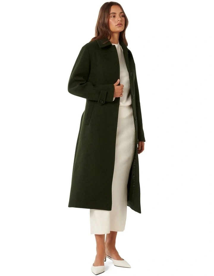 Dallas Single Breasted Wrap Coat in Green image 3