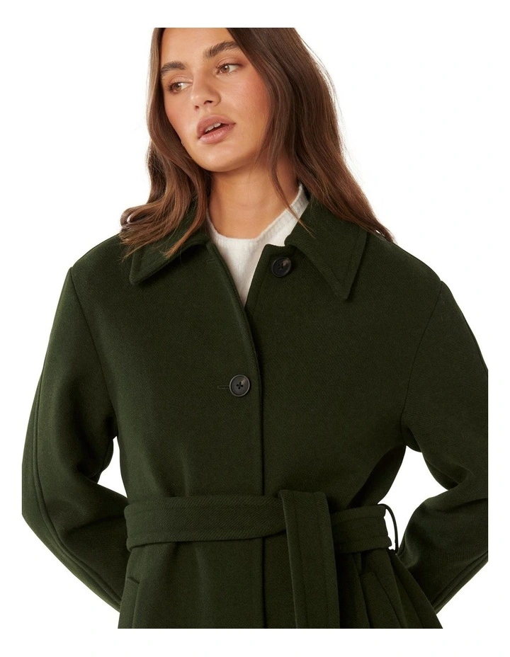 Dallas Single Breasted Wrap Coat in Green image 4