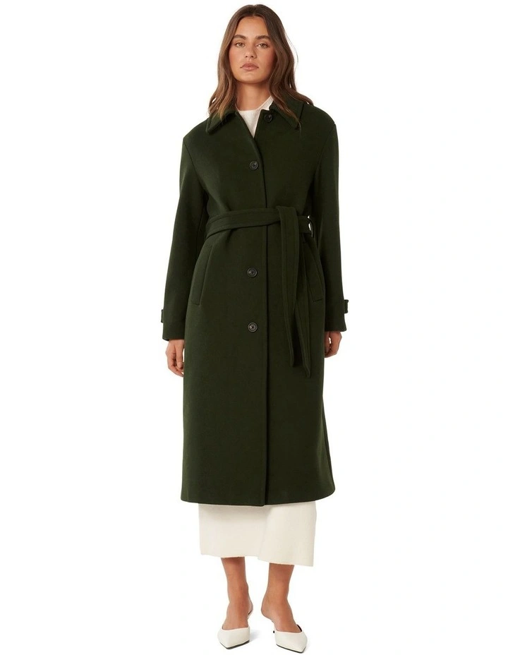 Dallas Single Breasted Wrap Coat in Green image 5