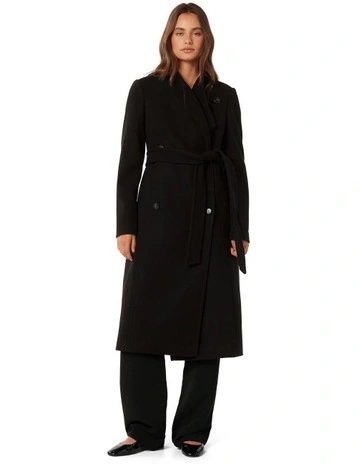 Ari Funnel Neck Coat in Black