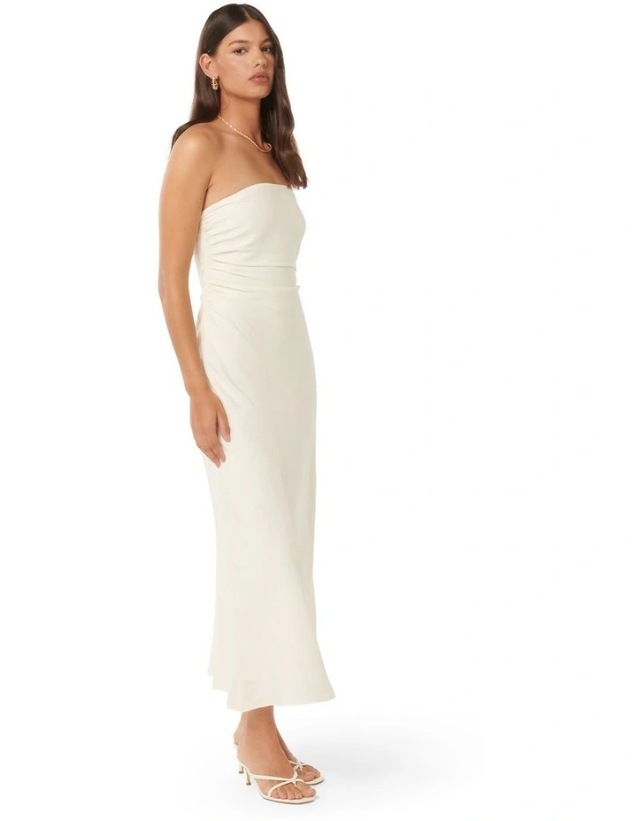 Forever New Stephanie Linen Strapless Midi Dress in White | MYER
