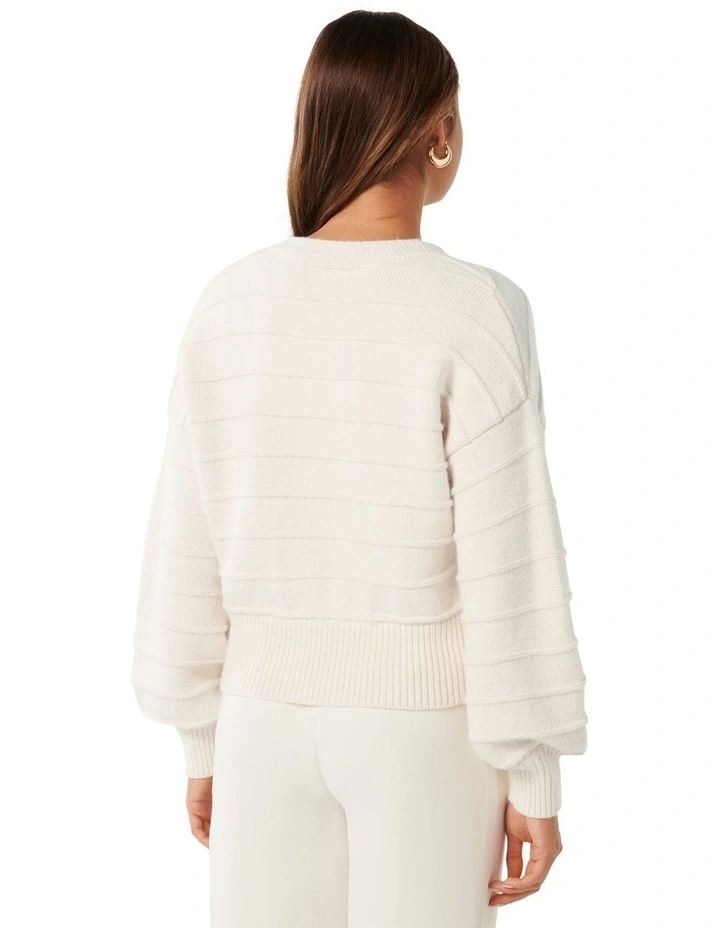 Monroe Cropped Knit Cardigan in White image 2