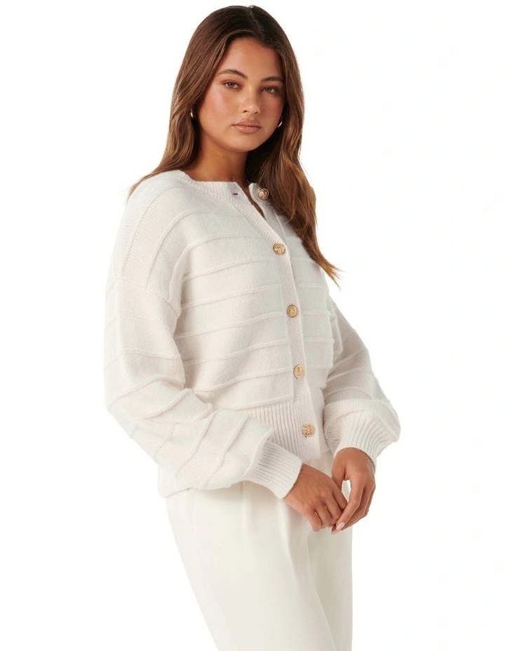 Monroe Cropped Knit Cardigan in White image 3