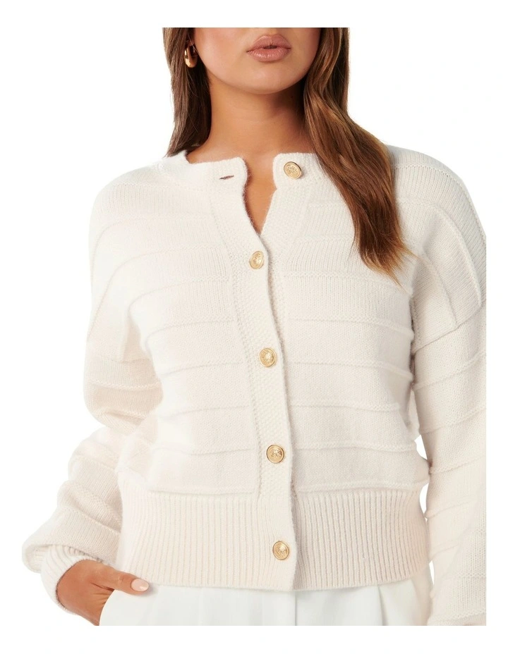 Monroe Cropped Knit Cardigan in White image 4