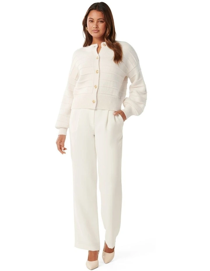 Monroe Cropped Knit Cardigan in White image 5