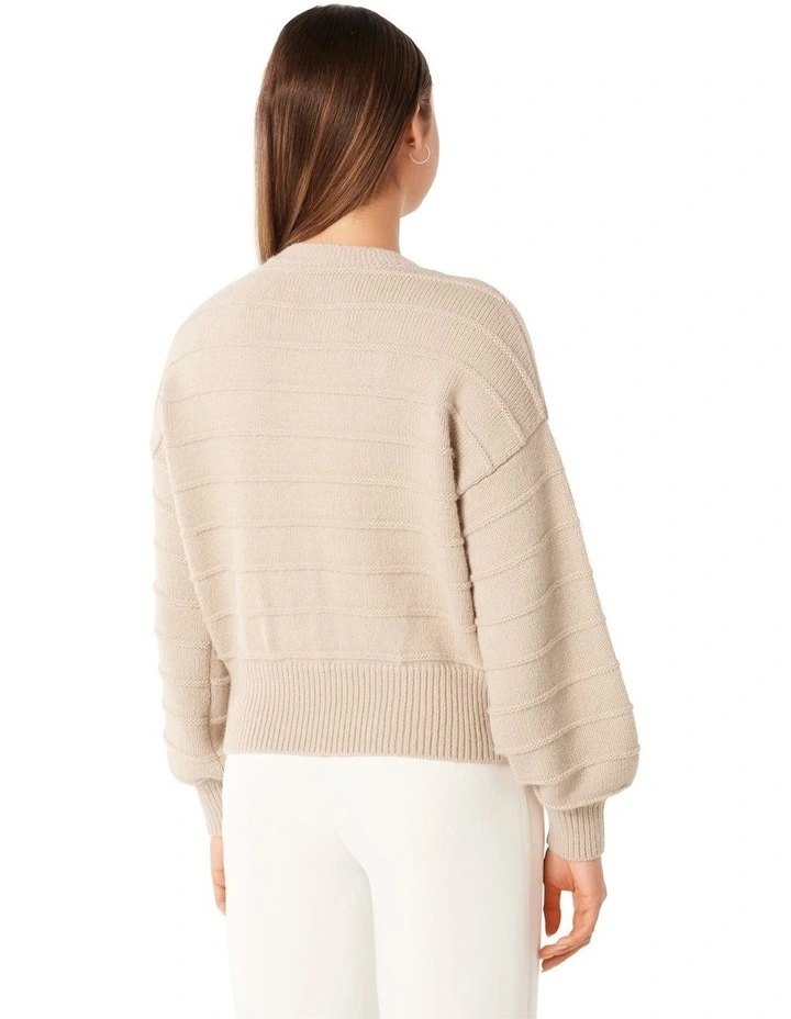 Monroe Cropped Knit Cardigan in Neautral image 2
