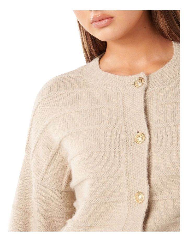 Monroe Cropped Knit Cardigan in Neautral image 4