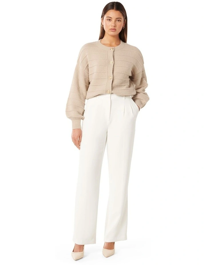 Monroe Cropped Knit Cardigan in Neautral image 5