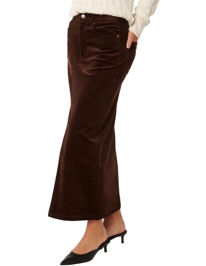 Bailey Cord Midaxi Skirt in Chocolate image 3