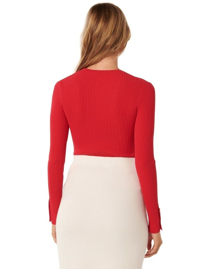 Della Rib Knit Jumper in Red image 2