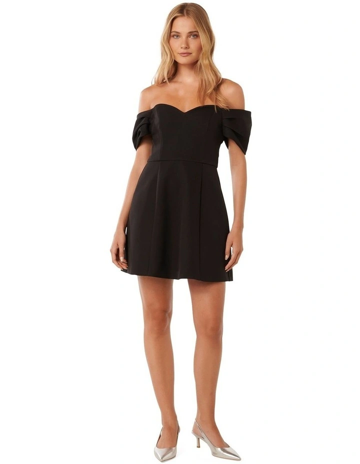 Sylvia Off Shoulder Mini Dress in Black image 5