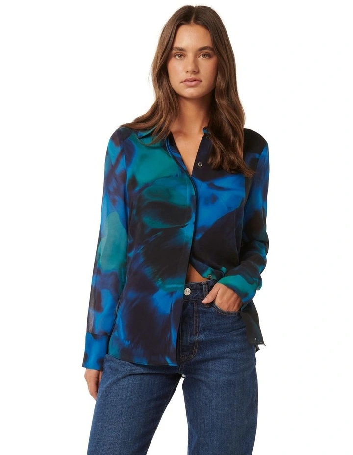 Maeve Print Shirt in Blue image 1