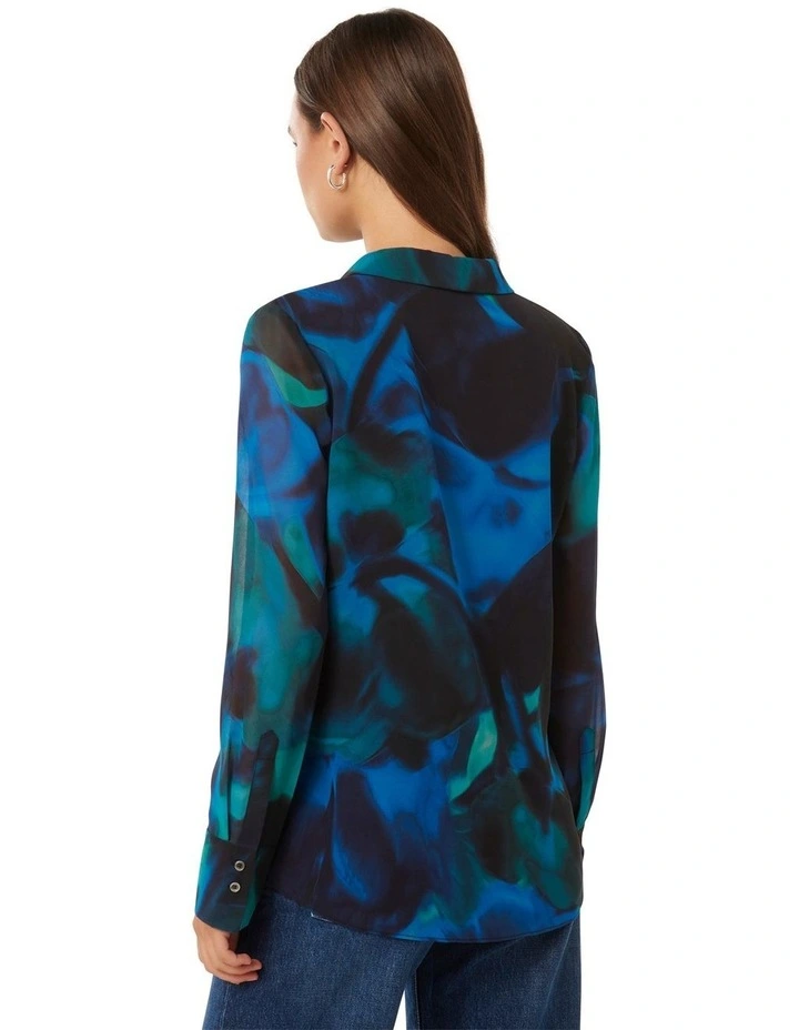 Maeve Print Shirt in Blue image 2