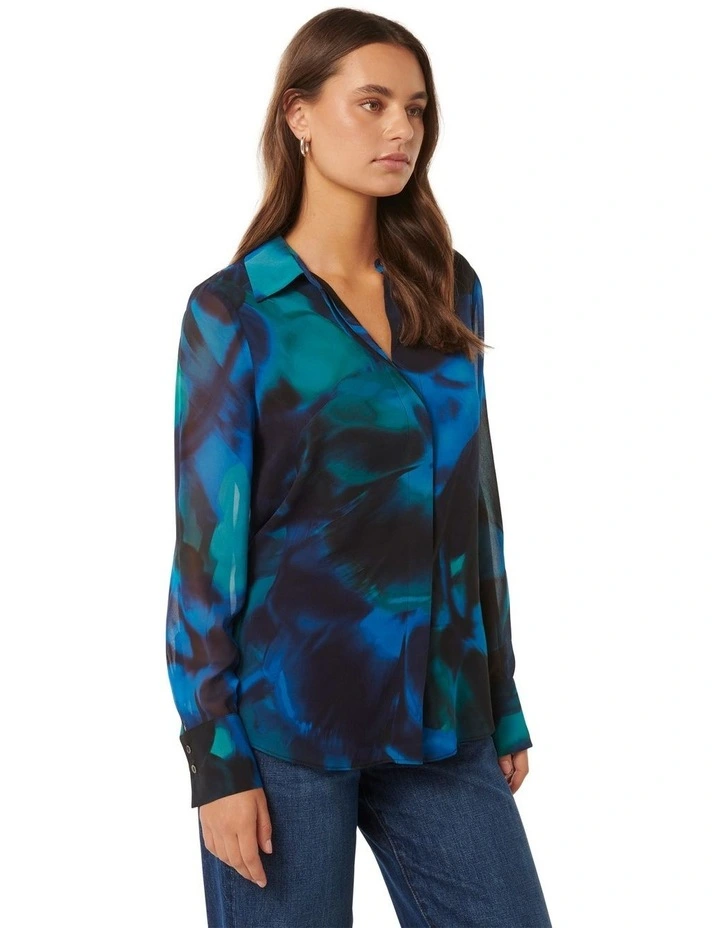 Maeve Print Shirt in Blue image 3