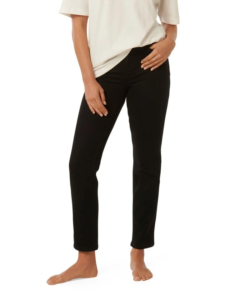 Straight Leg Cropped Jeans in Black image 1