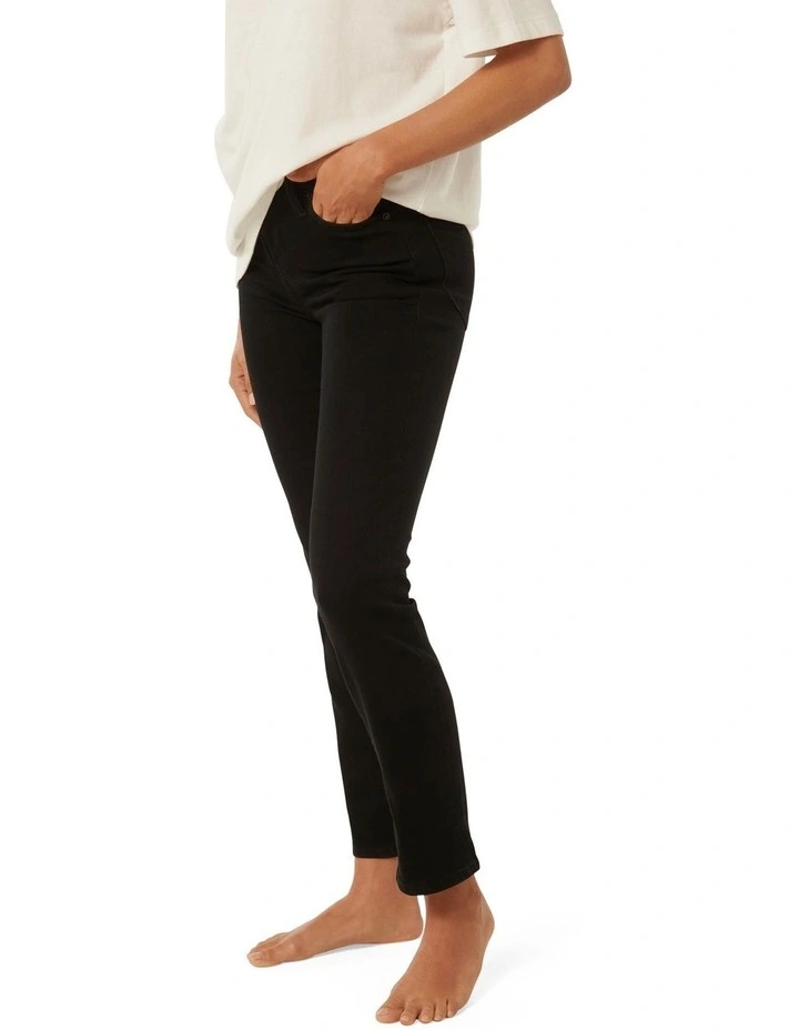 Straight Leg Cropped Jeans in Black image 3