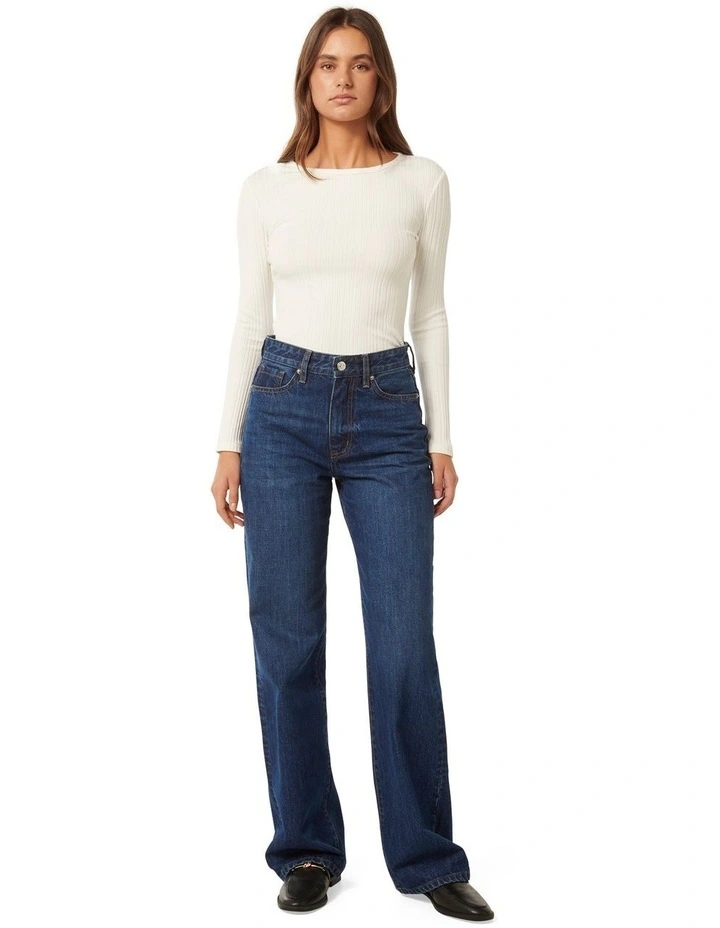 Meghan Rib Crew Neck Top in White image 5