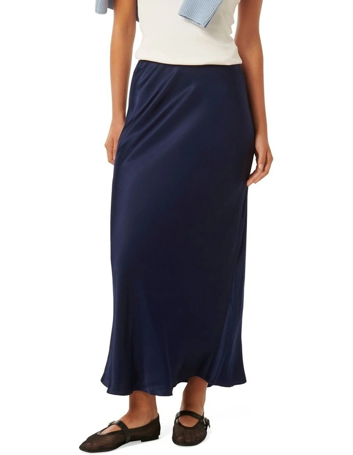 Prue Satin Bias Midaxi Skirt in Blue image 1