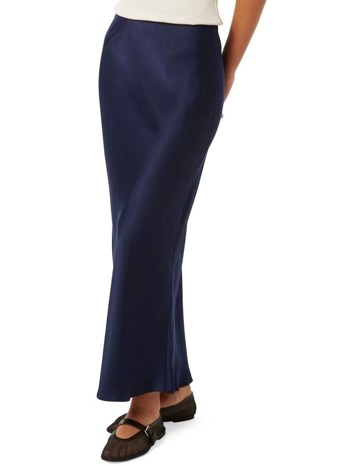 Prue Satin Bias Midaxi Skirt in Blue image 3