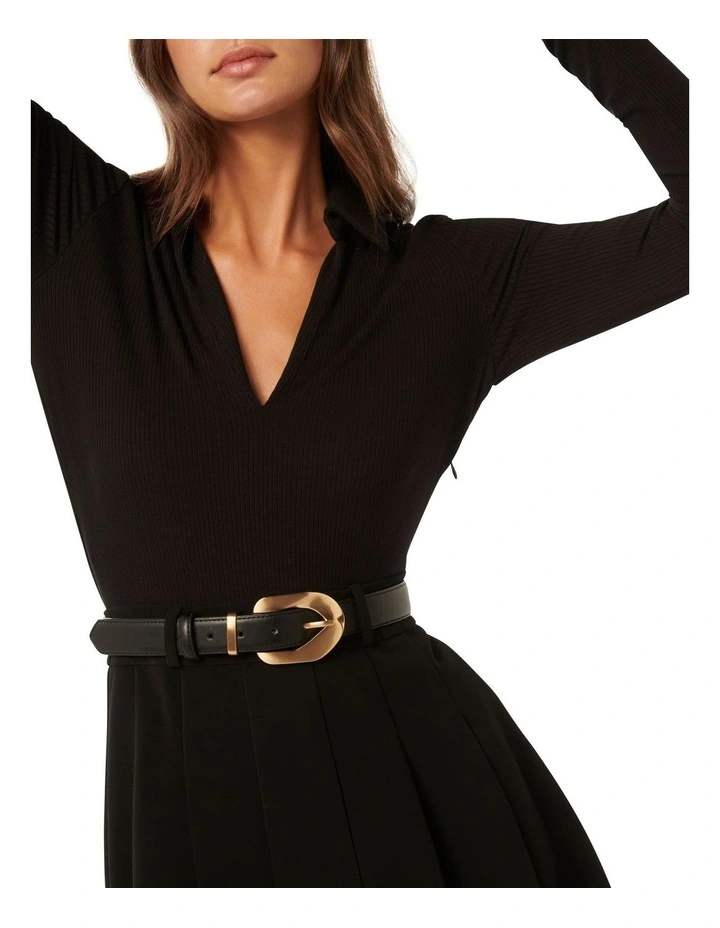 Pleated Skirt Mini Dress in Black image 4