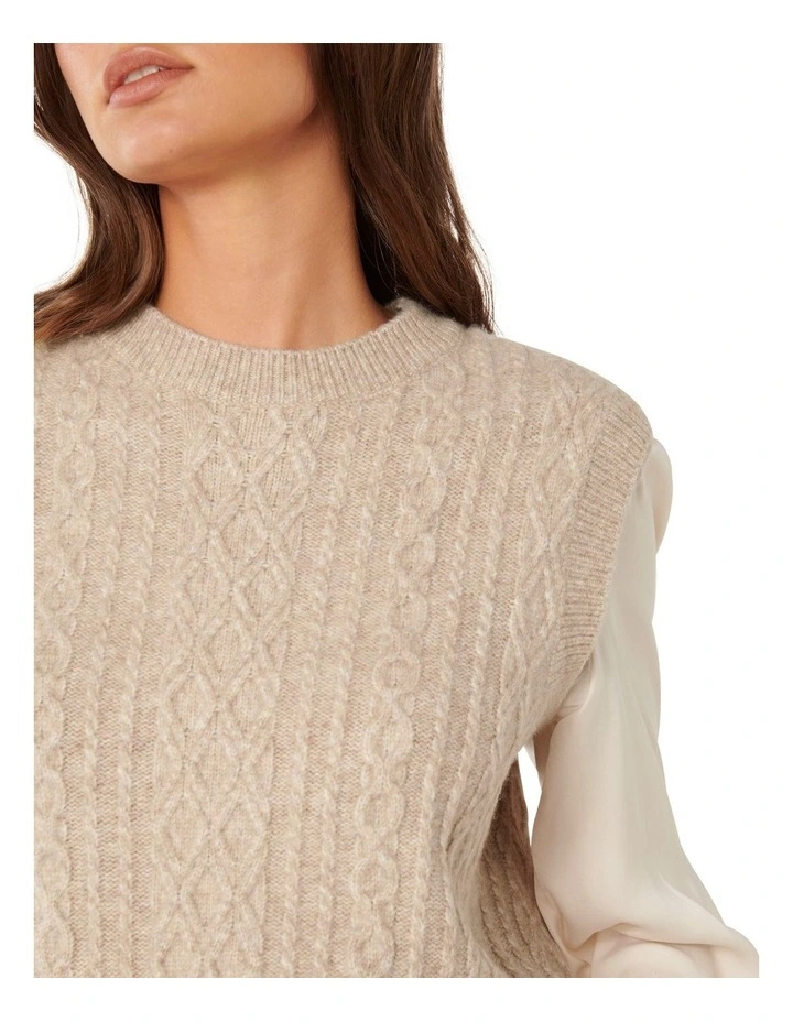 Indie Cable Knit Vest in Cream image 4